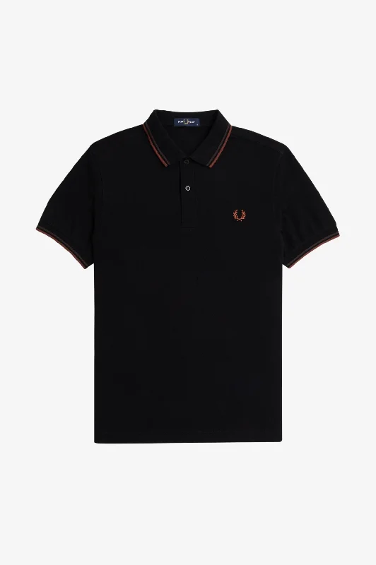 Fred Perry Polo Black / Carrington Road Brick / Whisky Brown