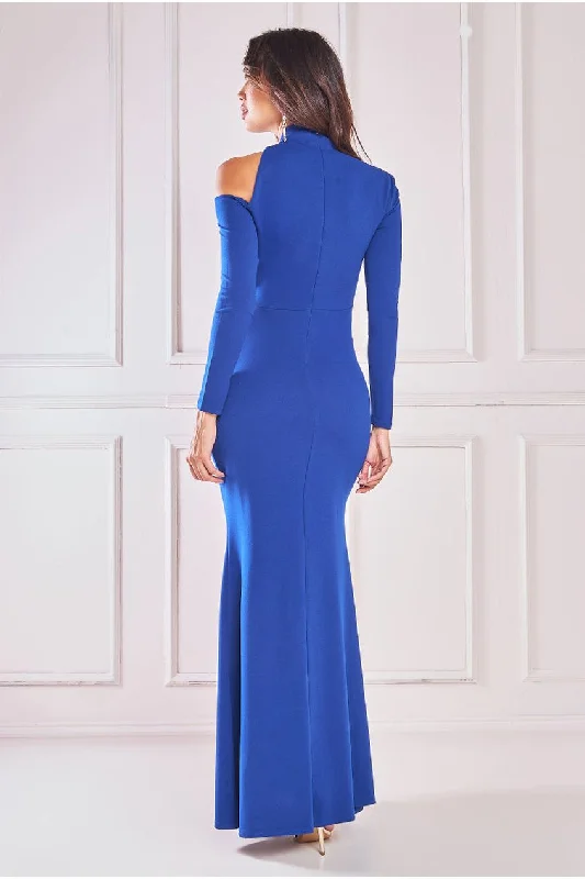 Goddiva Cutout Scuba Crepe Maxi Dress - Royalblue