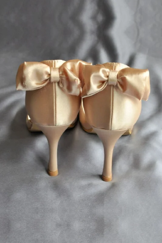 High Heel Peep Toe Wedding Shoes With Bow Knot  S48