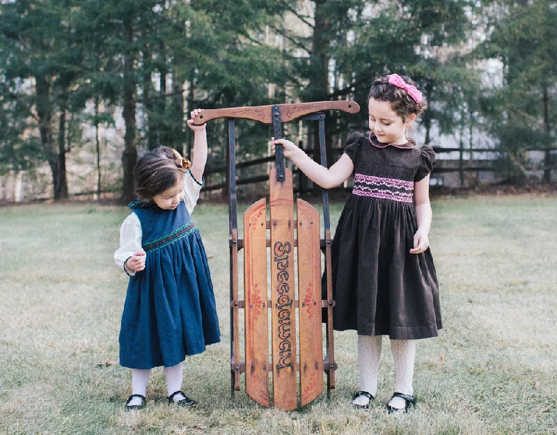 Chocolate Velvet Cerise Dress - Pink Perlin Smocks