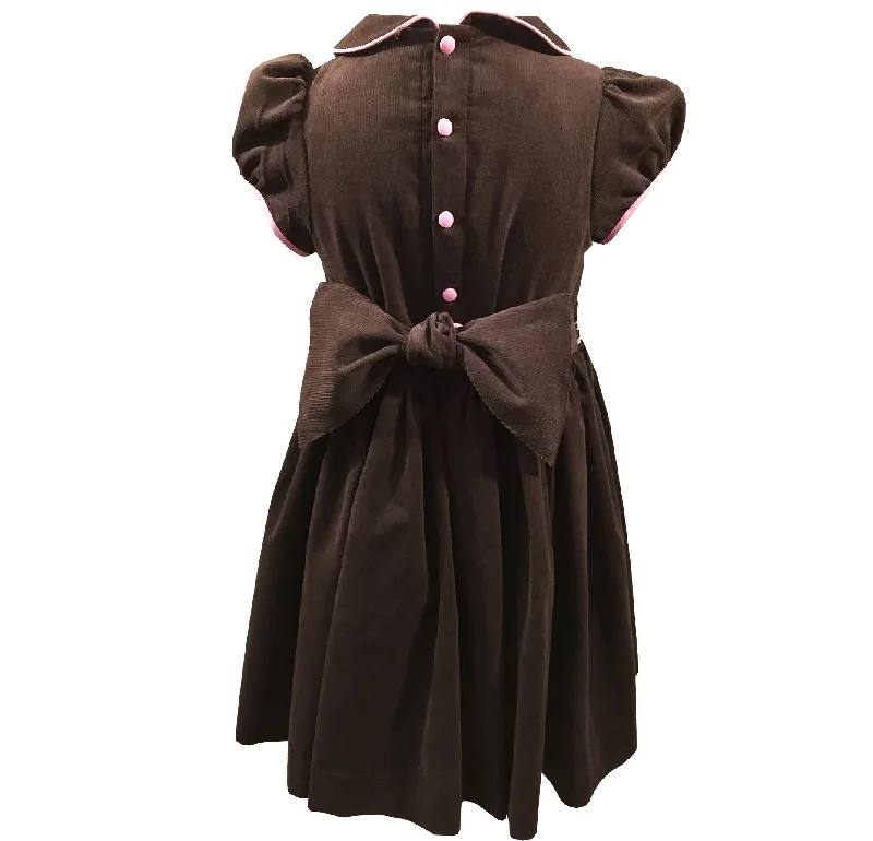 Chocolate Velvet Cerise Dress - Pink Perlin Smocks