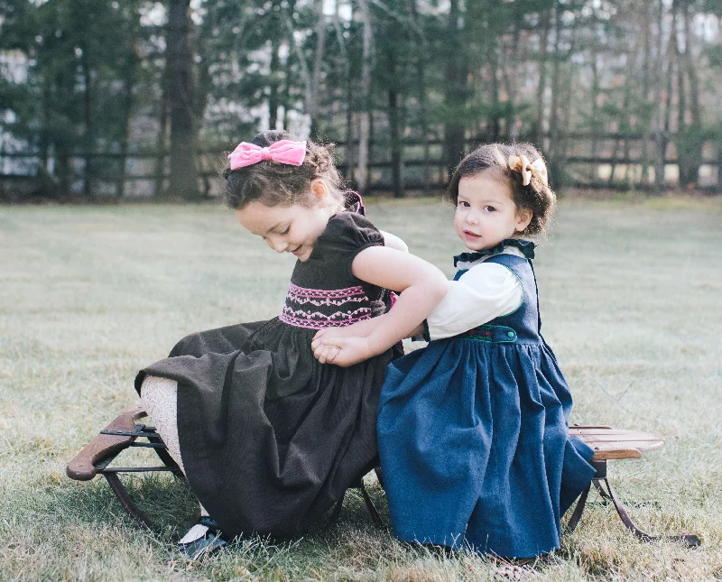 Chocolate Velvet Cerise Dress - Pink Perlin Smocks