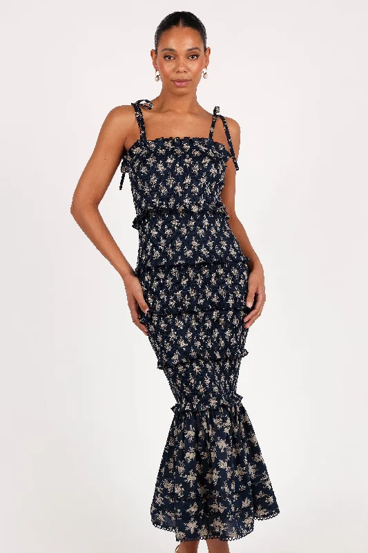 Jazy Midi Dress - Navy Floral