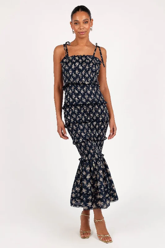 Jazy Midi Dress - Navy Floral