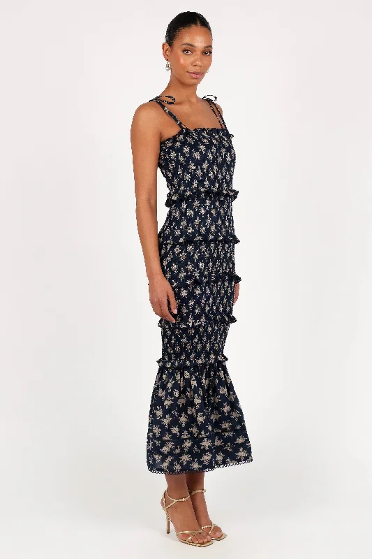 Jazy Midi Dress - Navy Floral