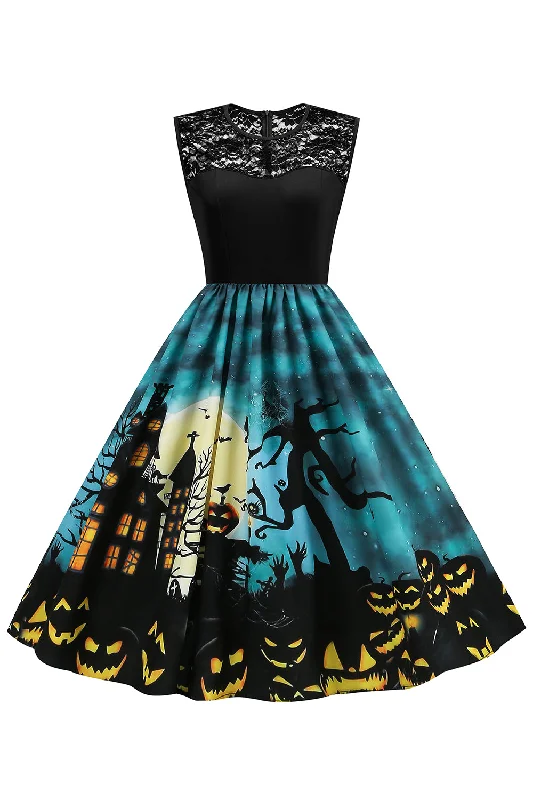 Jewel Neck Halloween Vintage Dress