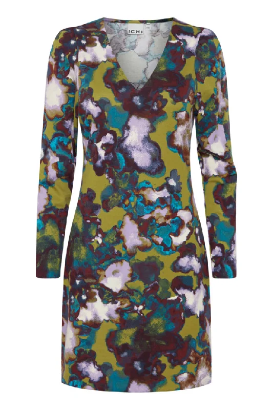 Kate Print Dress - Green Moss Multi