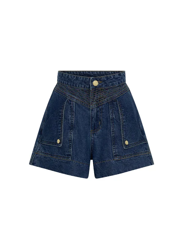 Kivari Celene Denim Short - Dark Blue