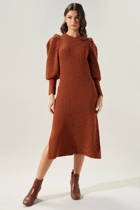 Lafayette Mutton Sleeve Knit Sweater Dress