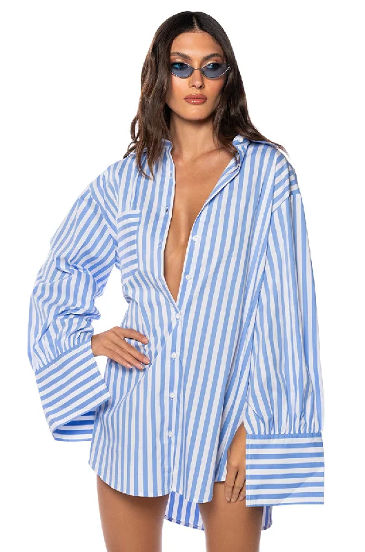 LOGAN STRIPED POPLIN MINI DRESS