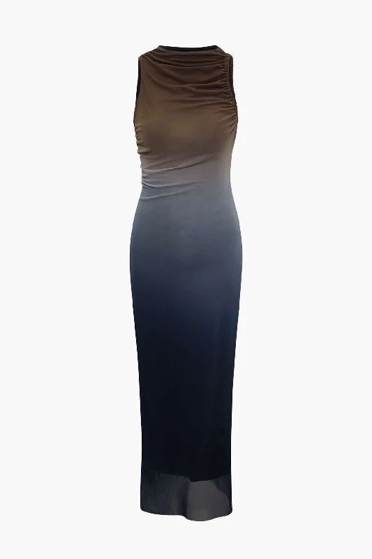 Ombre Mesh Sleeveless Midi Dress