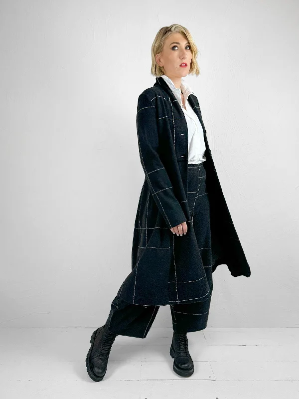 Checked Black Overcoat