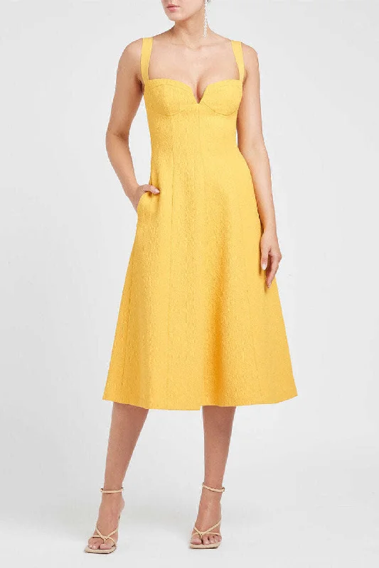 REBECCA VALLANCE Calla V-Wire Dress (Yellow) - RRP $699