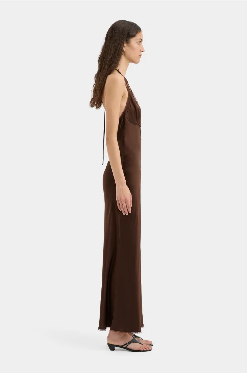 SIR. Aries Halter Gown - Chocolate