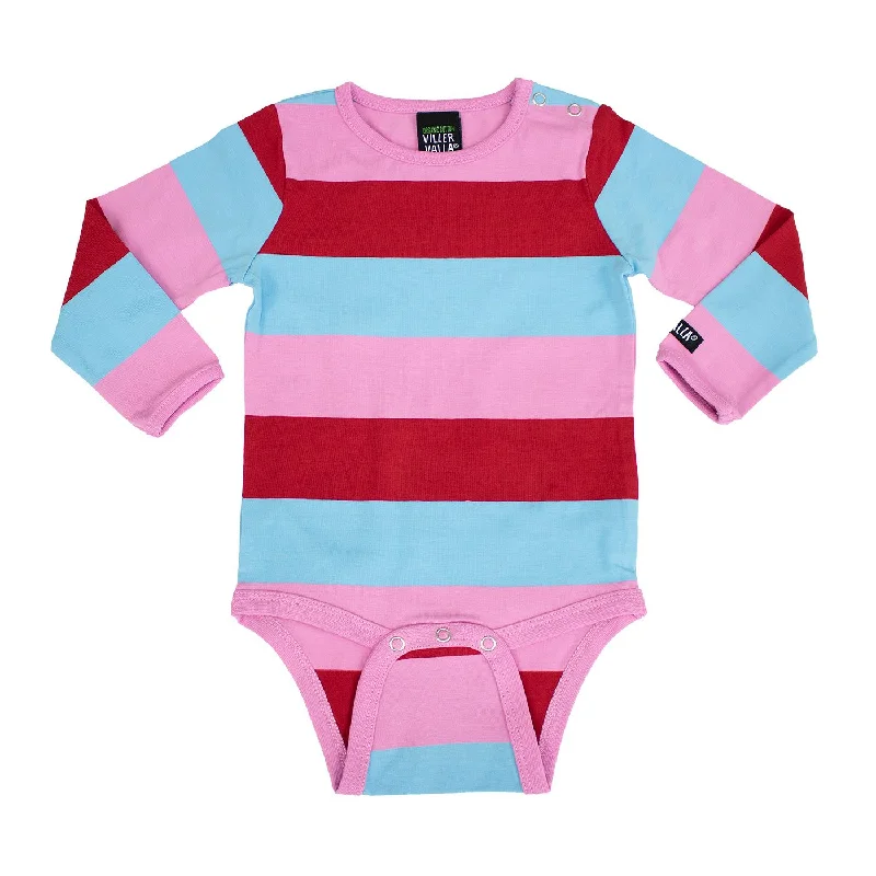 Berry Multi Stripe Long Sleeve Onesie - 1 Left Size 6-9 months