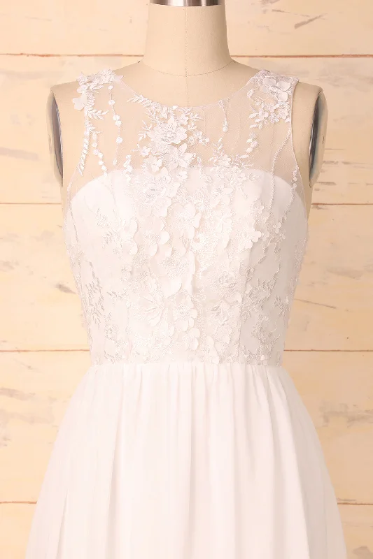 White Appliques Dress