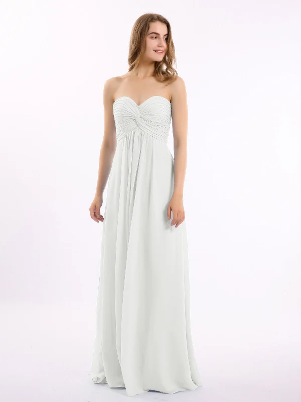 Strapless Empire Chiffon Dresses with Sweetheart Ivory