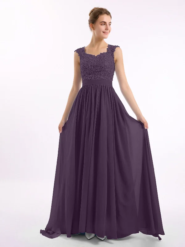 Appliqued and Beaded Dress with Sweetheart Neck Plum