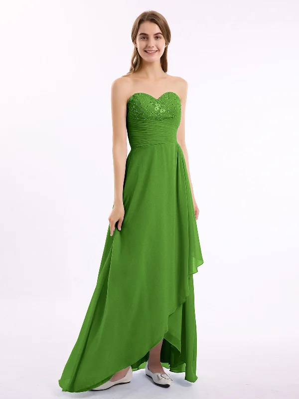 Strapless Sweetheart neck Long Dress with Beaded Moss