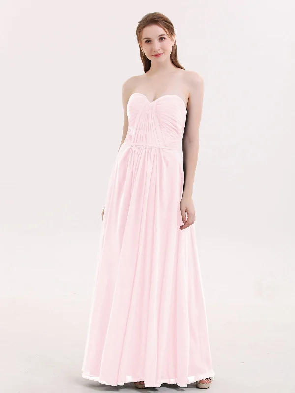 Strapless Bridesmaid Dress with Sweetheart Neck Blushing Pink