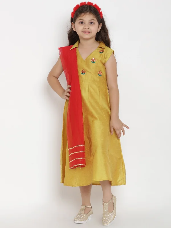 Girl's Yellow Solid A-Line Dress  - NOZ2TOZ KIDS