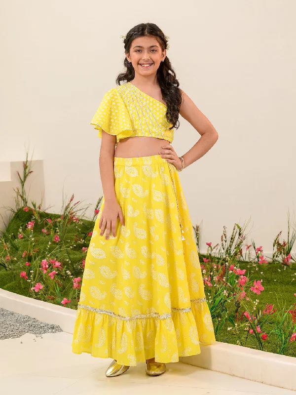 Girls Printed Ready To Wear Lehenga Choli - Ps Peaches