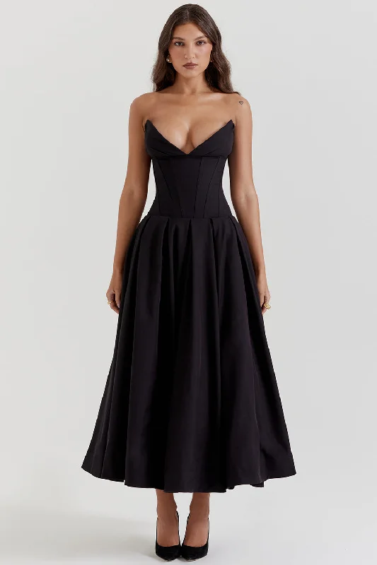 Hire HOUSE OF CB Lady Black Strapless Midi Dress