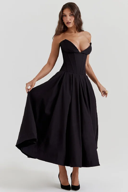 Hire HOUSE OF CB Lady Black Strapless Midi Dress