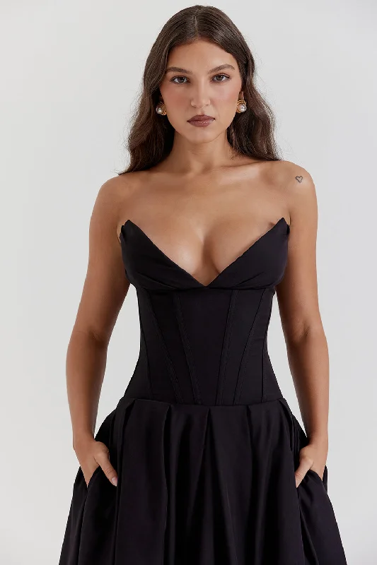 Hire HOUSE OF CB Lady Black Strapless Midi Dress