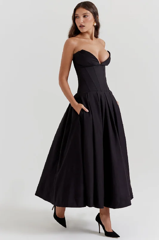 Hire HOUSE OF CB Lady Black Strapless Midi Dress