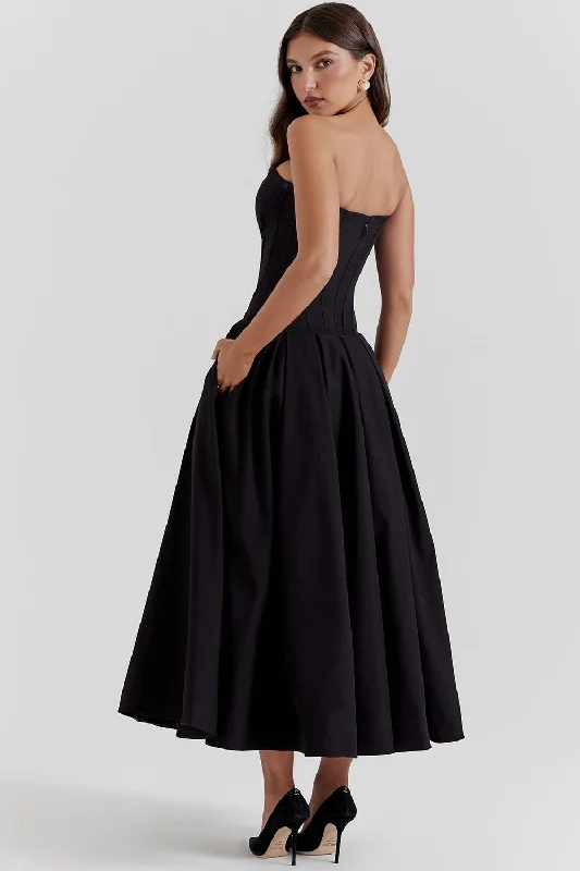 Hire HOUSE OF CB Lady Black Strapless Midi Dress