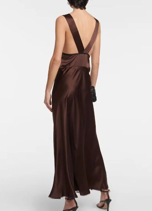 Hire SIR THE LABEL Aries Cut Out Gown in Chocolate Brown Black