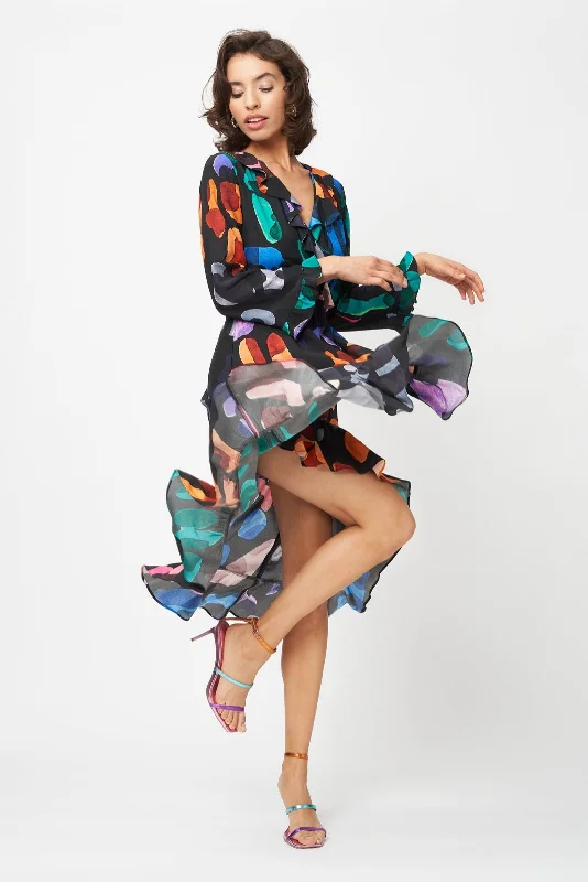 Midi Wrap Dress Abstract