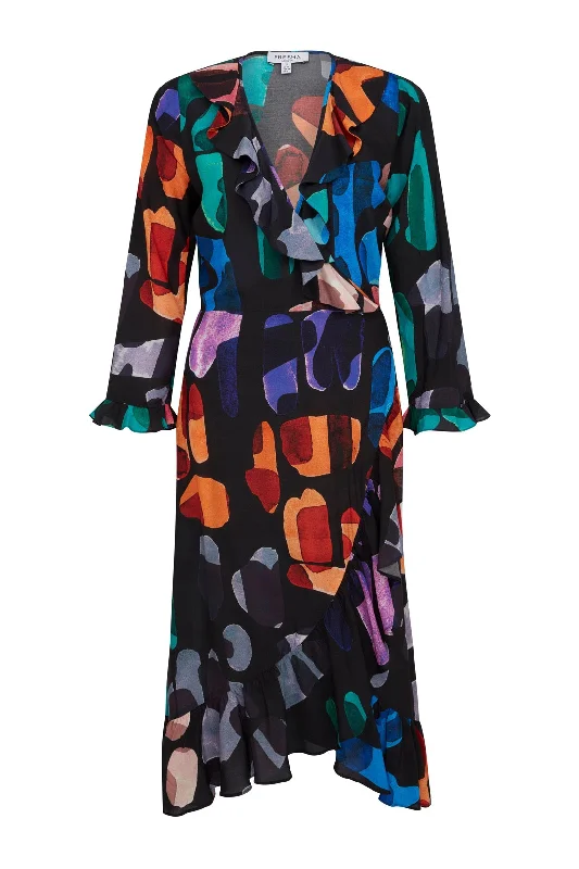 Midi Wrap Dress Abstract