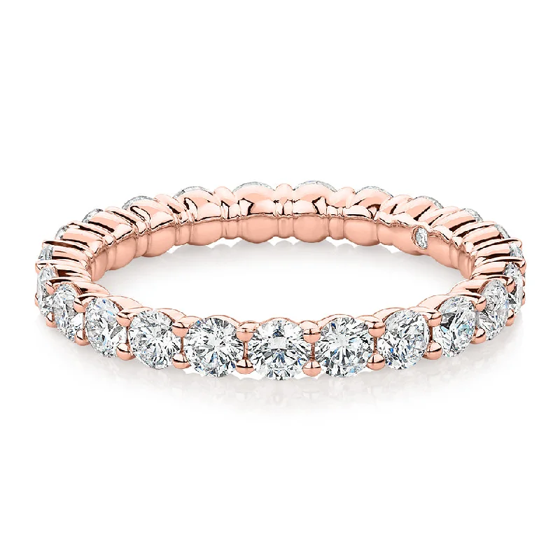 Signature Simulant Diamond 1.86 carat* TW round brilliant all-rounder wedding or eternity band in 14 carat rose gold