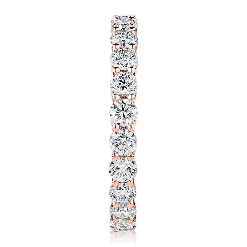 Signature Simulant Diamond 1.86 carat* TW round brilliant all-rounder wedding or eternity band in 14 carat rose gold