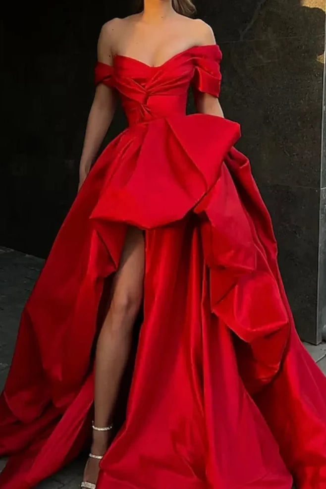 Off-Shoulder A-Line Empire With Side Slit Empire Prom Dress Festival unclassified dresses