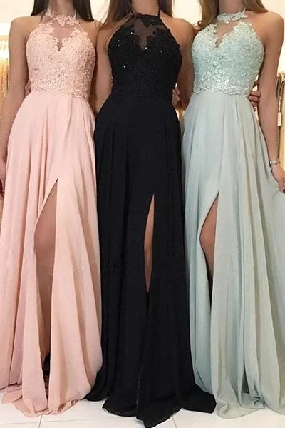 Sexy A-Line Round Sleeveless Appliques With Side Slit Bridesmaid Dress Wedding guest unclassified dresses