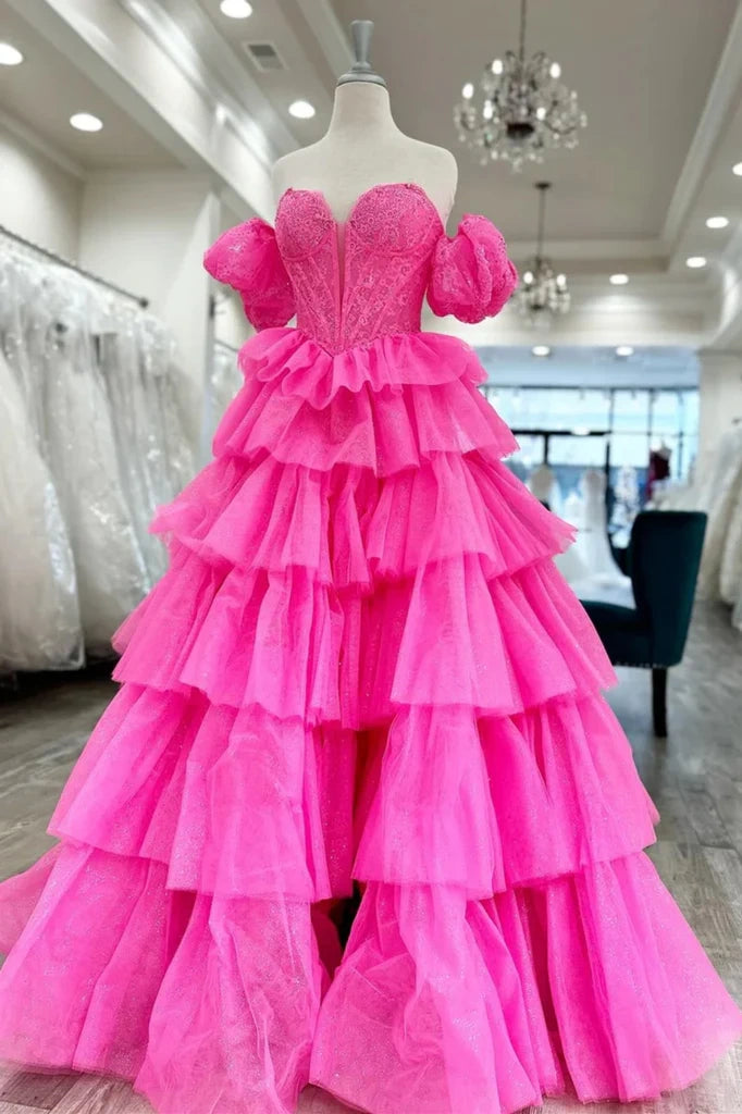 Sweetheart Puff Sleeves A-Line Tiered Formal Prom Dress Anniversary unclassified dresses Sweetheart Puff Sleeves A-Line Tiered Formal Prom Dress Anniversary unclassified dresses
